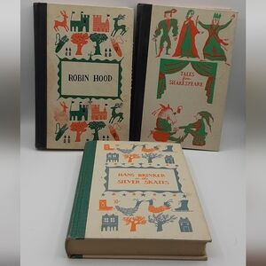 Vintage Lot of 3 Junior Deluxe Edition Books Robin Hood Hans Brinker Shakespeare
